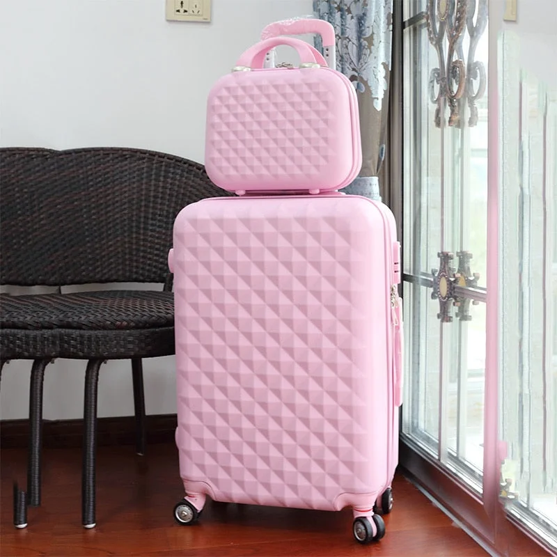 Wholesale!14 22Inches Korea Fashion Candy Color Purple Abs Hardside Case Trolley Travel Luggage Set