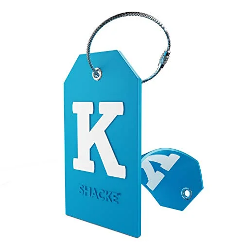 Initial Luggage Tag with Full Privacy Cover and Stainless Steel Loop (Aqua Teal) (K)