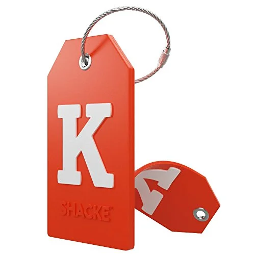 Initial Luggage Tag with Full Privacy Cover and Stainless Steel Loop – (Letter K)