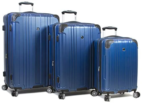 Dejuno Kingsley Abs 3-Piece Hardside Spinner Luggage Set-Blue