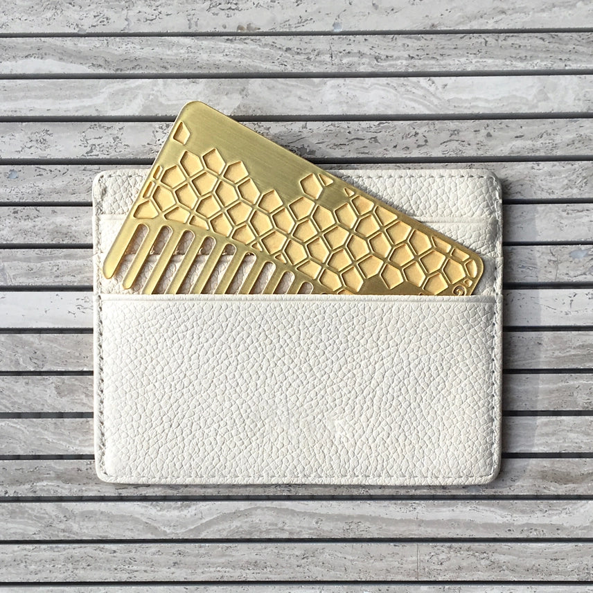 Brass Tile Go-Comb | Metal Wallet-Sized Comb- $16