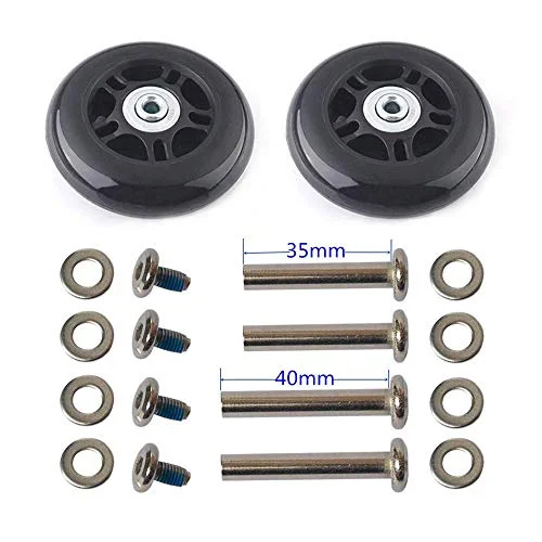 F-ber Luggage Suitcase Wheels Replacement Kit 75x24mm/2.95"x0.94" w/ABEC 608zz Inline Outdoor Skate Replacement Wheels, One Set of (2) Wheels (OD:75 W:24 ID:6 Axles:35&40mm)