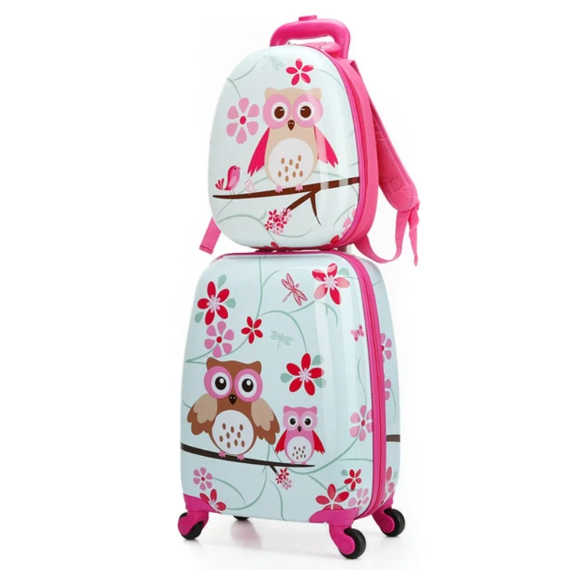 Abs+Pc Artoon Cute Animal Kids Rolling Luggage Set Spinner Children Suitcases Wheel Trolley