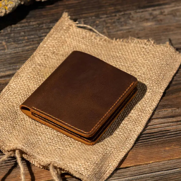 American Leather Goods- Genuine Leather Customizable Bifold Wallet