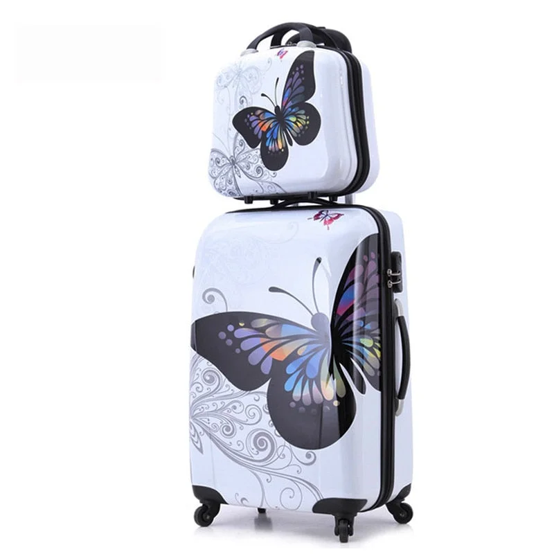 20"+12" Amazing Hot Sales Japan Butterfly Abs Trolley Suitcase Luggage Sets/Pull Rod