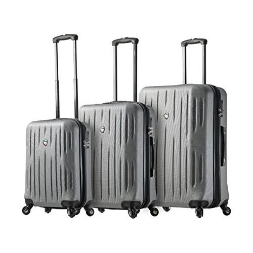 Mia Toro Italy Fabbri Hardside Spinner Luggage 3pc Set, Silver