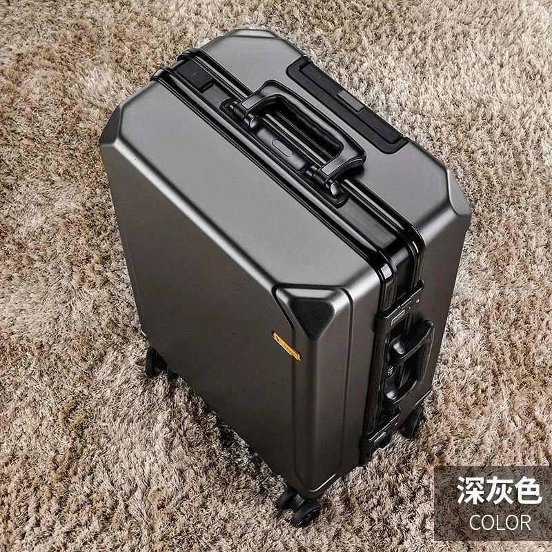 Fashion Rolling Luggage Aluminum Frame | Aluminum Usb Charging Trolley