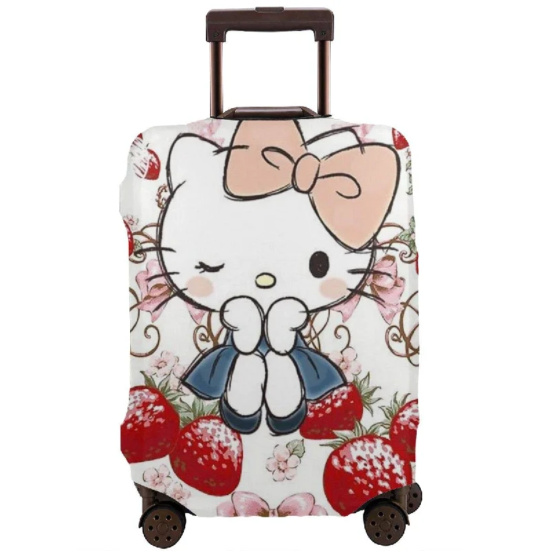 Travel Luggage Cover Hello Kitty With Delicious Strawberry Suitcase Protector Washable Baggage Covers 18-32 Inch