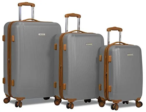 Dejuno Legion 3-pc Hardside Spinner TSA Lock Luggage Set-Silver