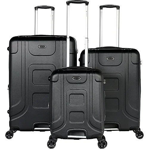 Gabbiano Luca 3 Piece Expandable Hardside Spinner Luggage Set (Black)