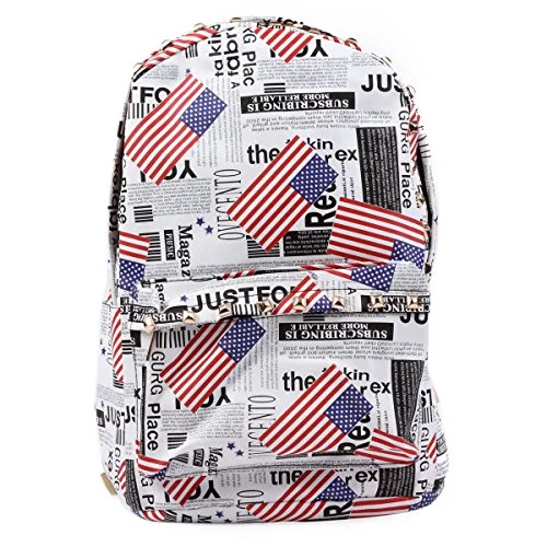 Damara Fashion Letter Flag Multicolor Print Waterproof Pu Backpack