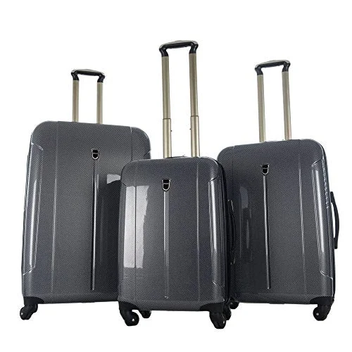 CY Luggage 3 Piece Hardcase Spinner Set (21'/25'/29')-Black