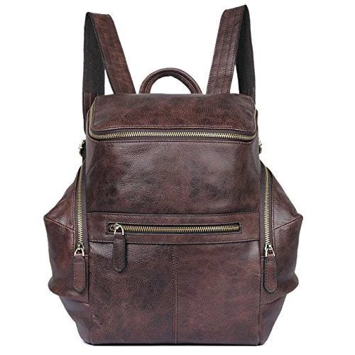 Clean Vintage Men'S Leather Backpack Daypack Hiking Travel Leather Bag