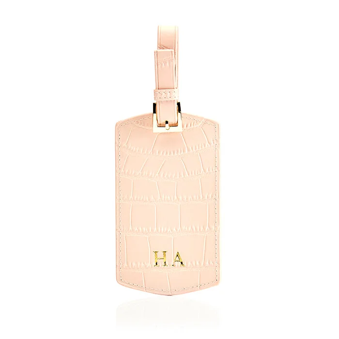 Personalised Leather Luggage Tag - Nude Croc