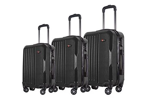 3-Piece Hardside Spinner Expandable Suitcase Set #1701 (Black)