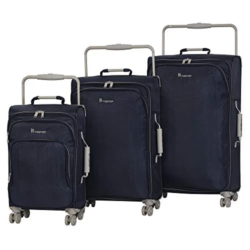 IT Luggage World's Lightest 8 Wheel 3 Piece Set, Magnet With Cobblestone Trim